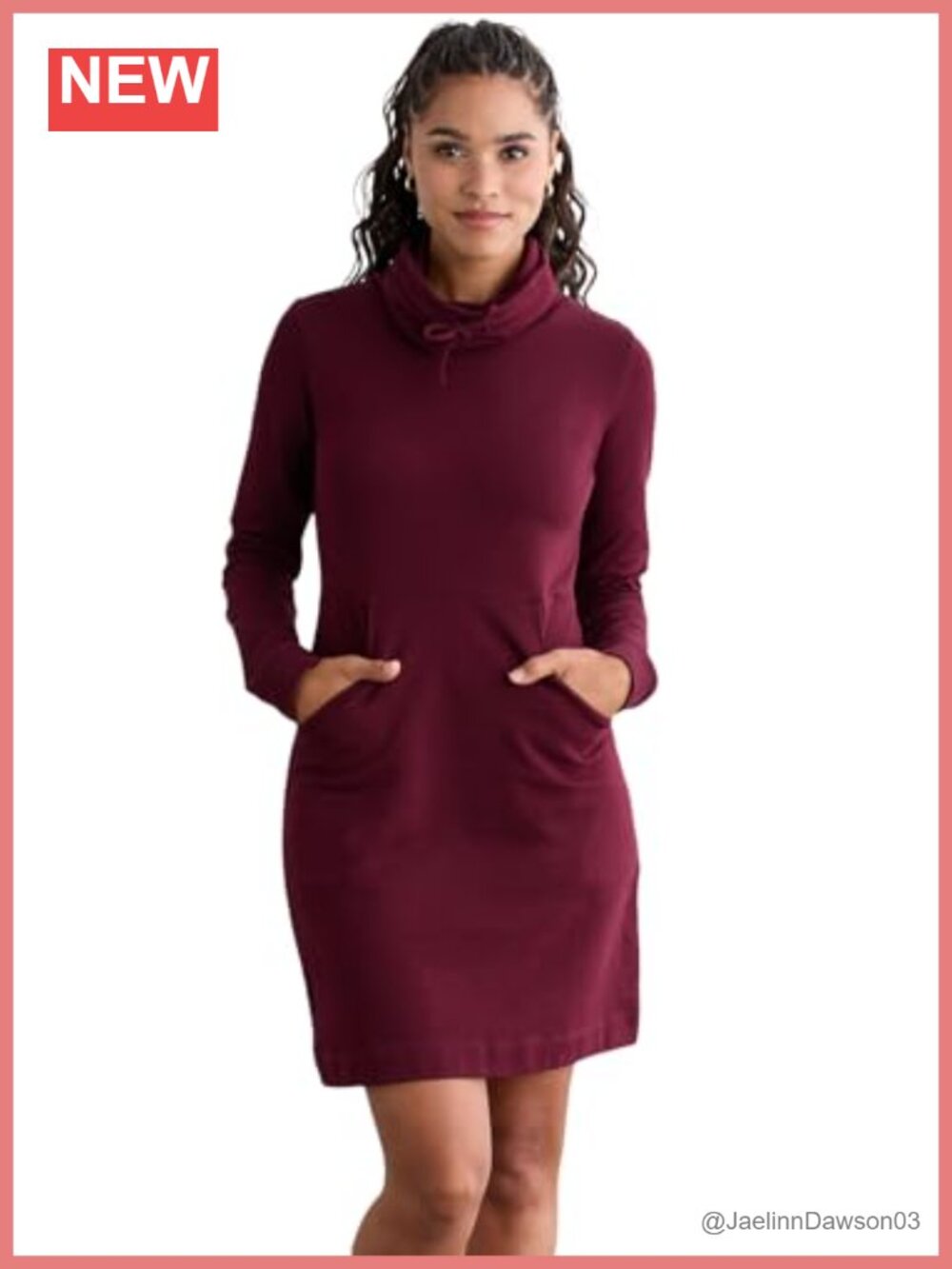 Organic French Terry Long Sleeve Casual Weekend Dress with Pockets